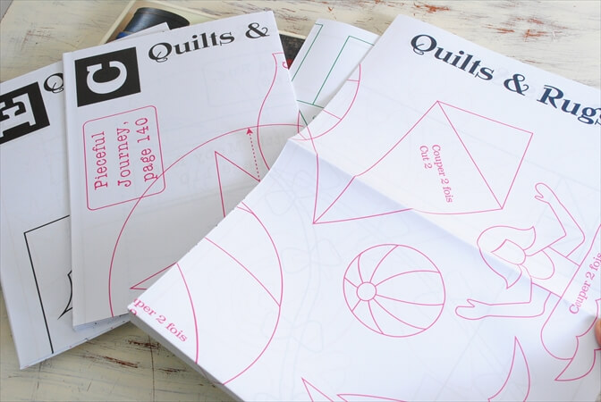 フランス語 キルト&ラグ 型紙付き 書籍 Quilts&Rugs 図録 図案 洋書 ディスプレイ 古書