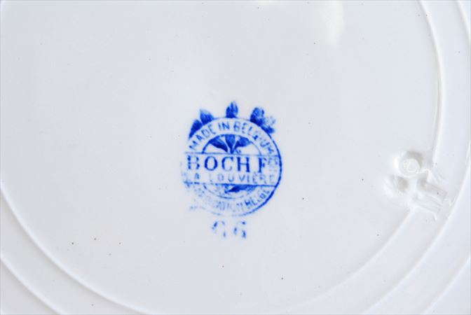 1920-30年代 ベルギー製 BOCH ボッホ ディナープレート 23.7cm 陶器 磁器 アンティーク お皿 ヴィンテージ